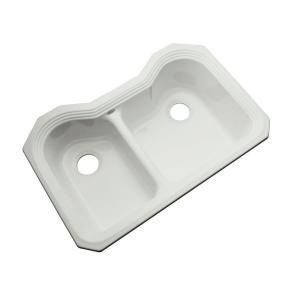 Thermocast Breckenridge Undermount Acrylic 33x22x9 in. 0 Hole Double Bowl Kitchen Sink in Ice Gray 46080 UM