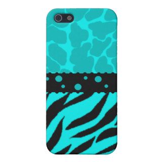 Teal and Black Giraffe Spots with Zebra Stripes Case For iPhone 5
