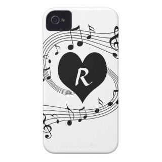 Personalized Monogram Musical notes heart Case Mate iPhone 4 Case