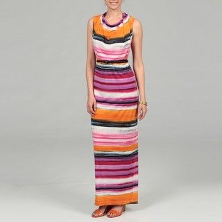 Calvin Klein Mango Multi Striped Drape Neck Dress Calvin Klein Casual Dresses