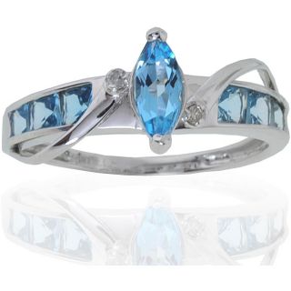 Michael Valitutti 10k Gold Blue Topaz and 1/10ct TDW Diamond Ring (I J, I1 I2) Michael Valitutti Gemstone Rings