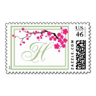 Letter H Pretty Floral Monogram Design Stamp