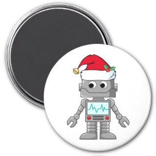 Robot Wearing Santa Hat Magnet