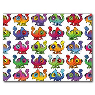 Rainbow Chameleon Disco Post Card