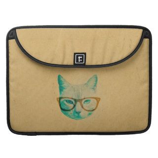 Funny Cool Cute Hipster Cat Thick Framed Glasses MacBook Pro Sleeves