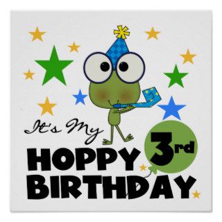 Hoppy Frog 3rd Birthday Tshirts and Gifts Posters