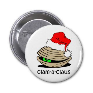 Funny clam Christmas Buttons