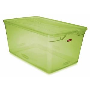 Rubbermaid 95 quart Clever Store Clear Lime Green Non Latching Tote 1780522