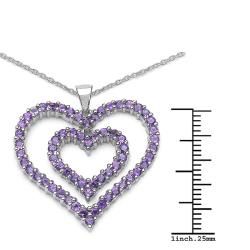Malaika Sterling Silver Genuine Amethyst Double Open Heart Necklace Malaika Gemstone Necklaces