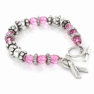 West Coast Jewelry Stainless Steel Pink Crystal Breast Cancer Awareness Bracelet West Coast Jewelry Crystal, Glass & Bead Bracelets