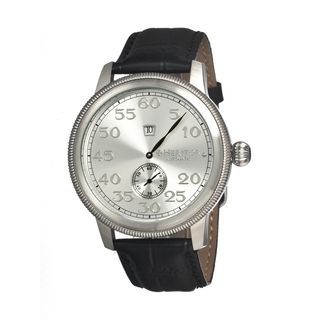 Heritor Men's 'Bohr' Black Leather Strap Silvertone Dial Analog Watch Heritor Men's More Brands Watches