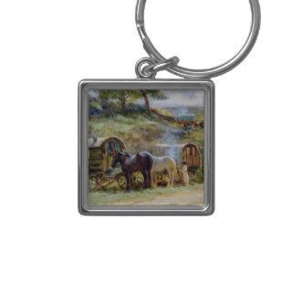 Gypsy Encampment, Appleby, 1919 Keychains