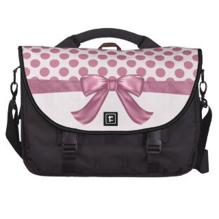 Light Pink Polka Dot Ribbon Bow Laptop Bag