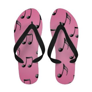 Pink With Black Musical Notes Flip Flops