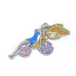 Sterling Silver Fairy Pendant with Multicolor Stones   Height 33mm Jewelry