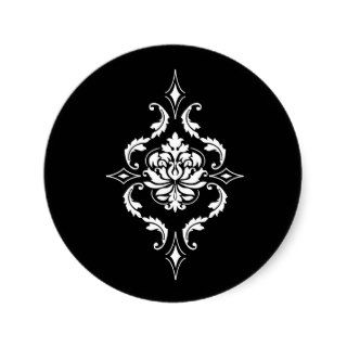 Diamond Damask, White on Black Stickers