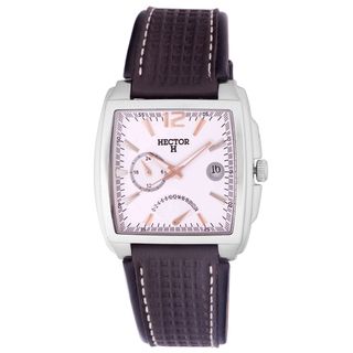 Hector H Men's Classic Square Black Leather Date Watch Hector H France Men's More Brands Watches