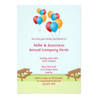 Colorful balloons summer picnic outdoor event custom invitation