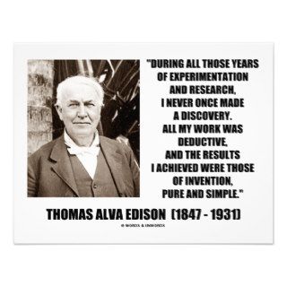 Thomas Edison Results Invention Pure Simple Quote Custom Invite