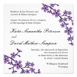 Purple Blossoms Wedding Invitation