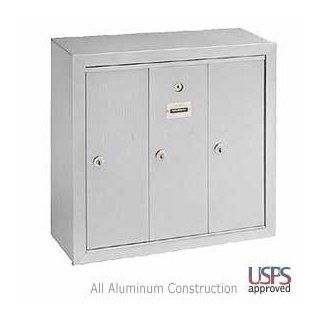 3 DOOR VERTICAL CLUSTER MAILBOX ALUMINUM FINISH SURFACE MOUNTED USPS   Security Mailboxes  