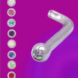 316L Surgical Steel Light Amethyst Nose L Bend Nose Stud   18g 6mm Length   Sold As Pairs Jewelry