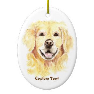 Custom Name, Monogram Text Golden Retriever Dog Christmas Ornament