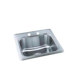 KOHLER Staccato Self Rimming Stainless Steel 20x20x8.3125 2 Hole Single Bowl Entertainment Sink K 3363 2 NA