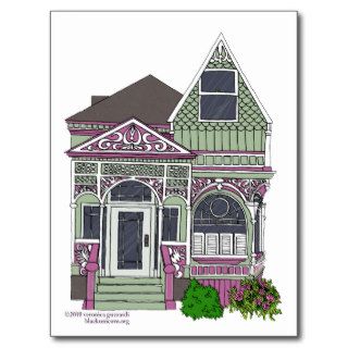 Victorian Painted Lady   Green/Pink Postcards