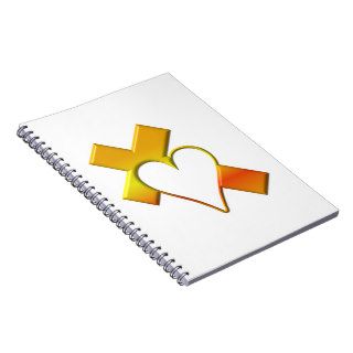 "3 D" Yellow Cross with Heart Notebooks