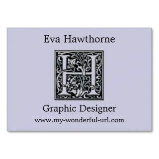 Decorative Letter "H" Woodcut Woodblock Inital Business Cards