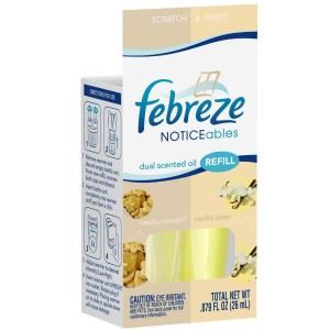 Febreze Noticeables 0.879 oz. Vanilla Refresh/Vanilla Bean Dual Scented Oil Refill 003700015254