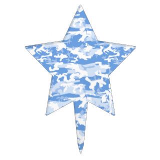 Army Military Camouflage Pattern Blue White Cake Toppers