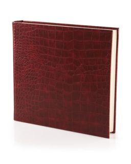 Embossed Leather Double Photo Book, Red