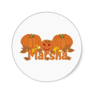 Pumpkin Marsha Personalized Halloween Round Sticker