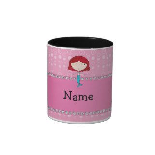 Personalized name mermaid pink bubbles mugs