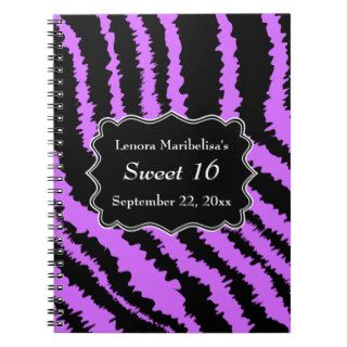 Sweet 16 Black and Purple Zebra Pattern Spiral Notebooks