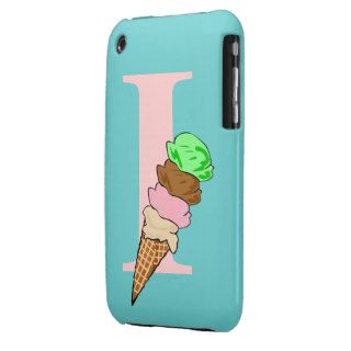 Monogram initial letter I ice cream cartoon custom iPhone 3 Cases