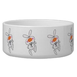 Happy Dancing Cute Cartoon White Rabbit Bunny Pet Water Bowls