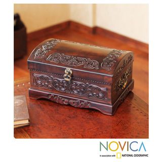 Mohena Wood and Leather 'Colonial Legacy' Jewelry Box (Peru) Novica Jewelry Boxes