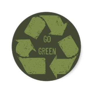 Go Green Recycle Logo Round Stickers