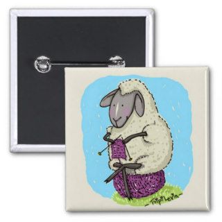 Knitting Sheep Pinback Button