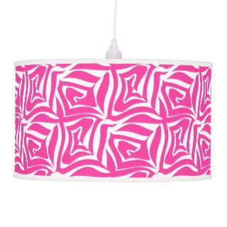 Pink and White Zebra Pattern Hanging Lamps