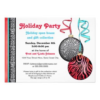 Chic and Hip Animal Print Holiday Ornaments 2 Invitations