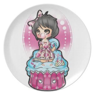 Kawaii Chibi Cupcake Girl Party Plate