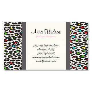 Animal Print, Spotted Leopard   Yellow Blue Green Business Card
