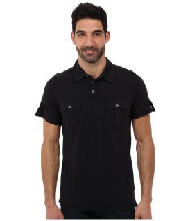 Request Kent Polo Neck Top Mens Short Sleeve Pullover (Black)