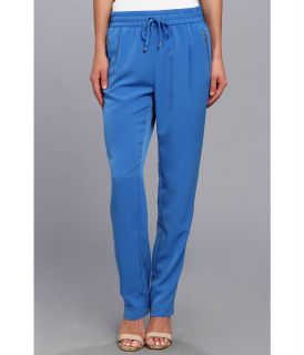 Calvin Klein Solid Drawstring Pant Womens Casual Pants (Blue)