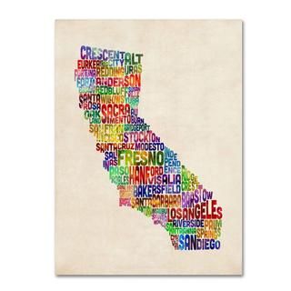 Michael Tompsett California Text Map Canvas Art
