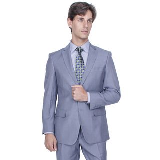 Mens Modern Fit Blue Herringbone Stripe 2 button Suit